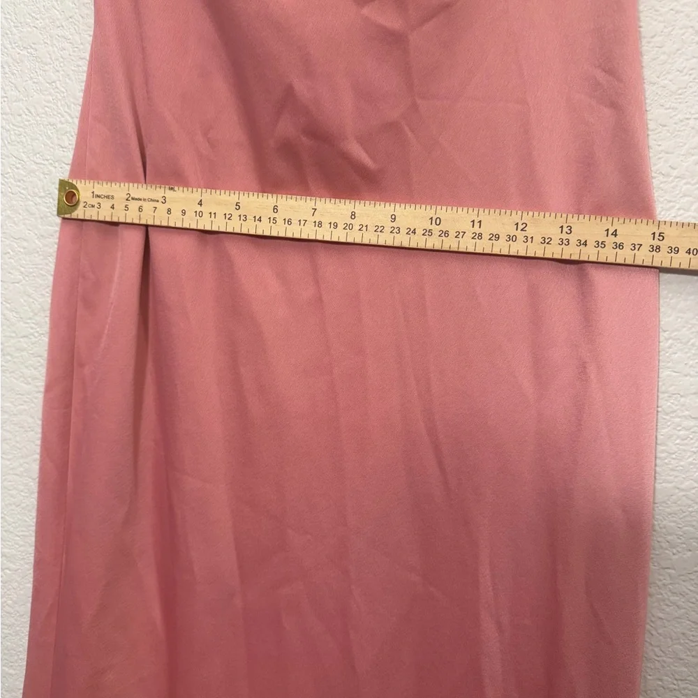 BHLDN Anthropologie Halter Satin Maxi Dress 14P Dusty Rose Bridesmaid Derby - Picture 4 of 12